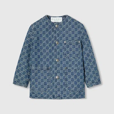 Gucci Babies' Kinderjacke Aus Gg Denim-jacquard In Blue