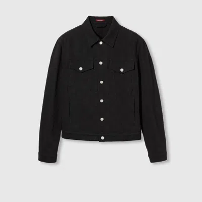 Gucci Gg Denim Jacquard Jacket In Black