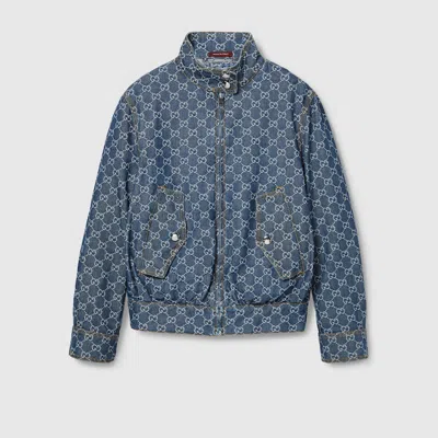 Gucci Gg Denim Jacquard Jacket In Blue