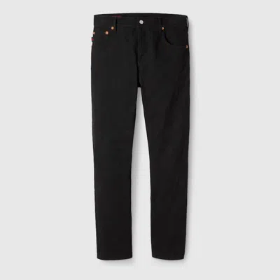 Gucci Gg Denim Jacquard Pant In Black