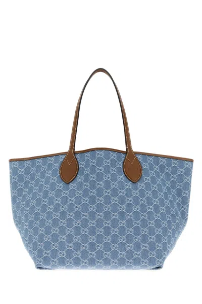 Gucci Gg Denim Large  Totissima Shopping Bag