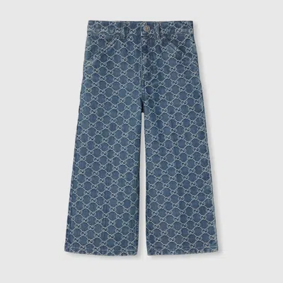 Gucci Kids' Gg Denim Pants In Blue