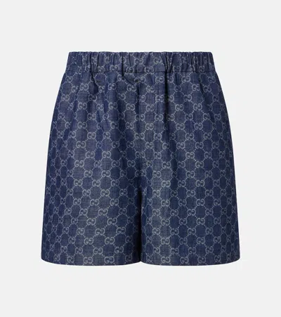 Gucci Gg Denim Shorts In Blue