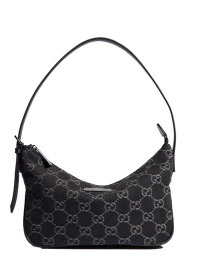 Gucci Gg Denim Shoulder Bag 14 Cm X 22 Cm X 5.5 Cm In Nero