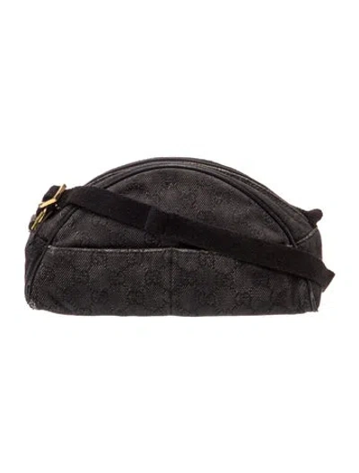Pre-owned Gucci Gg Denim Shoulder Bag In Black
