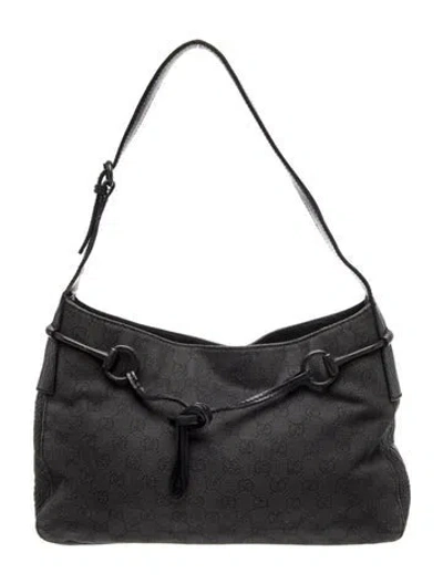 Pre-owned Gucci Gg Denim Shoulder Bag In Black
