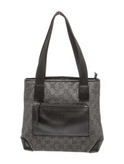 Pre-owned Gucci Gg Denim Shoulder Bag In Black