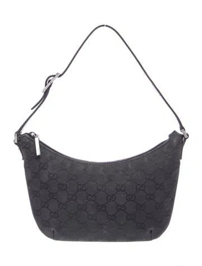 Pre-owned Gucci Gg Denim Shoulder Bag In Black