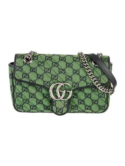 Pre-owned Gucci Gg Denim Shoulder Bag In Green