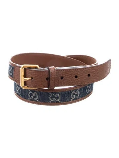 Pre-owned Gucci Gg Denim Skinny Belt In Blue