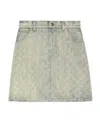 Gucci Gg Denim Skirt In Gray
