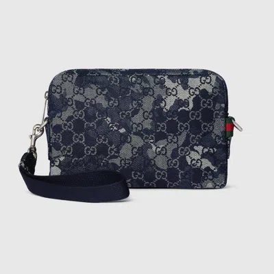 Gucci Gg Denim Small Crossbody Bag In Gray