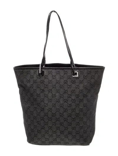 Pre-owned Gucci Gg Denim Tote In Black