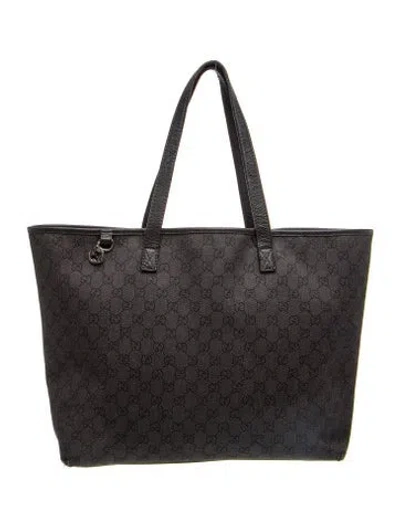 Pre-owned Gucci Gg Denim Tote In Black