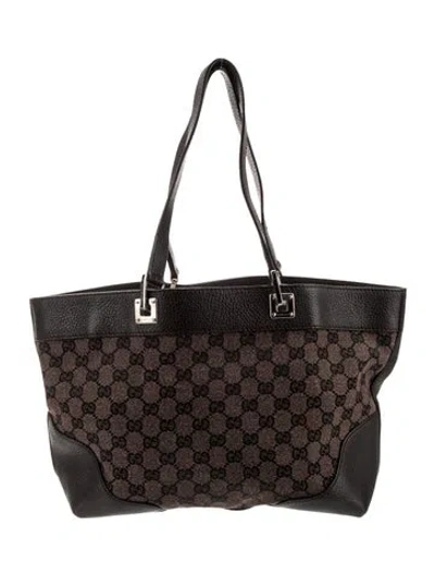 Pre-owned Gucci Gg Denim Tote In Brown