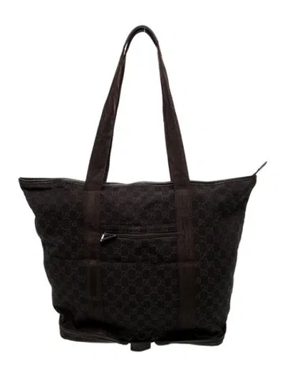 Pre-owned Gucci Gg Denim Tote In Brown