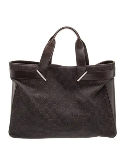 Pre-owned Gucci Gg Denim Tote Vintage In Black