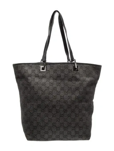 Pre-owned Gucci Gg Denim Tote Vintage In Black/grey