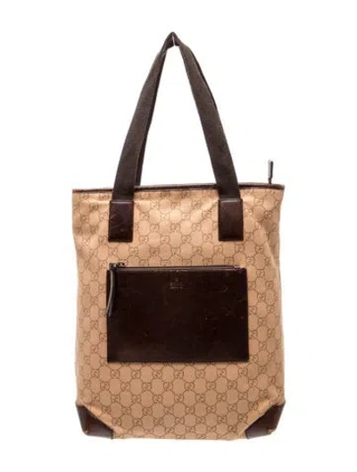 Pre-owned Gucci Gg Denim Tote Vintage In Neutrals