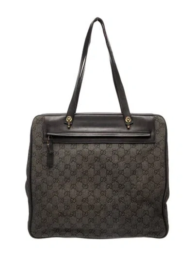Pre-owned Gucci Gg Denim Travel Tote In Black