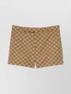 Gucci Gg Detail Belted Pocketed Shorts In Brown