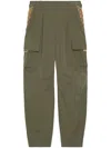 Gucci Cotton Ripstop Cargo Pants With Monogram Fabric Inserts In Green