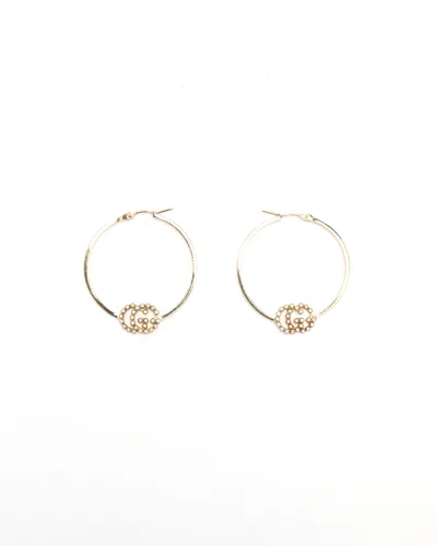 Gucci Gg Diamond 18kt Hoop Earrings In Gold