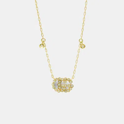 Pre-owned Gucci Gg Diamond Necklace Yellow Gold 18k Diamond Pendant Necklace Gold