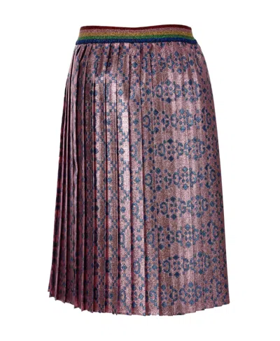 Gucci Gg Diamond Pattern Pleated Skirt In Gray