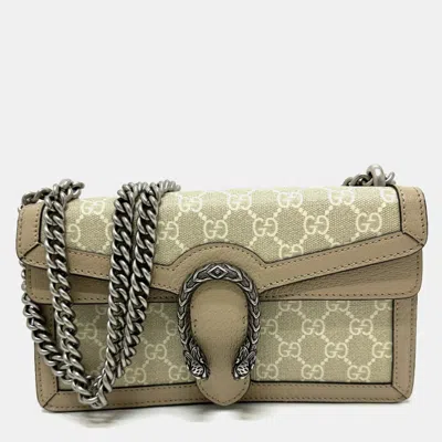 Pre-owned Gucci Gg Dionysus Chain Shoulder Bag Supreme Canvas Beige In Sand