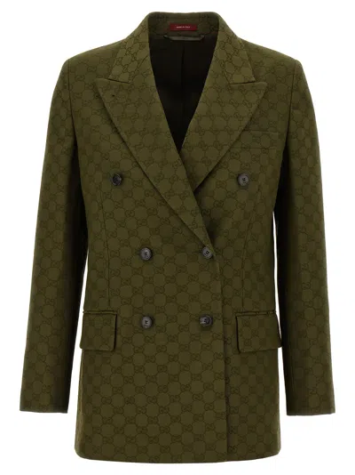 Gucci Gg Double-breasted Blazer Blazers Green
