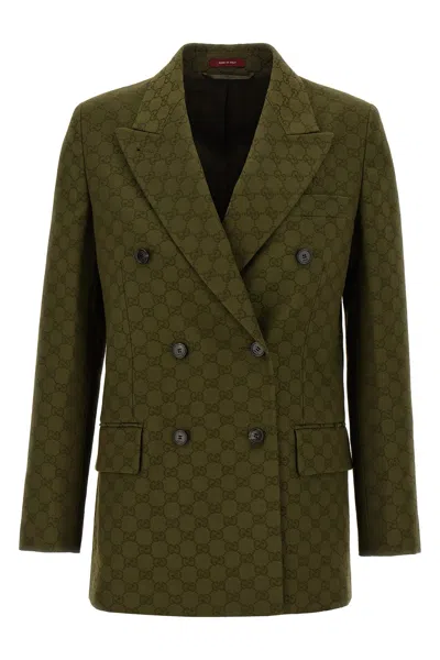 Gucci Gg Double-breasted Blazer In Green