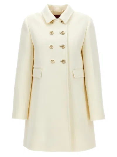 Gucci Wool Coat With Interlocking Gg Buttons In Yellow