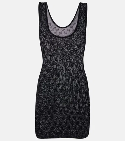 Gucci Gg Embellished Minidress In Black