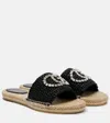 Gucci Gg Embellished Raffia Espadrille Slides