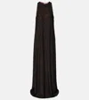 Gucci Gg Embellished Silk Gown In Black