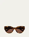 Gucci Gg Emblem Acetate Cat-eye Sunglasses In Shiny Dark Havana With Black Big Spots