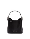Gucci Gg Emblem Leather Bucket Bag With Frontal Logo In Black  