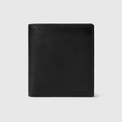 Gucci Gg Emblem Bi-fold Embossed Wallet In Black