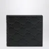 Gucci Men Gg Emblem Leather Wallet With Embossed Gg Logo In Black