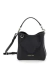 Gucci Gg Emblem Leather Bucket Bag With Frontal Logo In Black