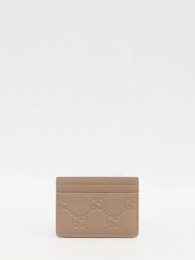 Gucci Gg Emblem Card Case In Neutral