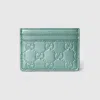 Gucci Gg Emblem Card Case In Blue