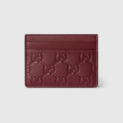 Gucci Gg Emblem Card Case In Burgundy