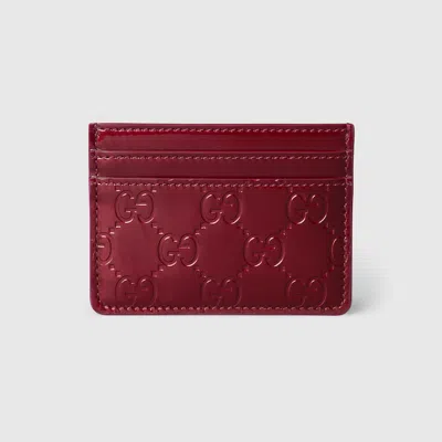 Gucci Gg Emblem Card Case In Burgundy