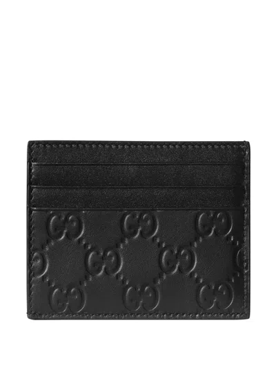 Gucci Gg Embossed Leather Cardholder In Black