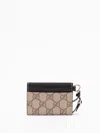 Gucci `gg Emblem` Card Case With Strap In Brown