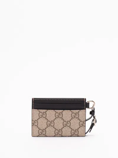 Gucci `gg Emblem` Card Case With Strap In Brown