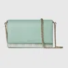 Gucci Gg Emblem Chain Wallet In Green