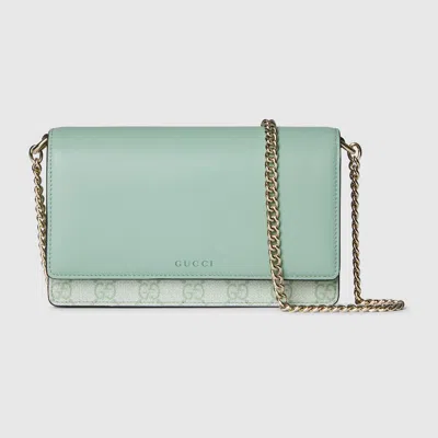 Gucci Gg Emblem Chain Wallet In Green